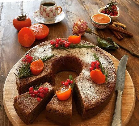 طرز تهیه کیک خرمالو,کیک خرمالو و گردو