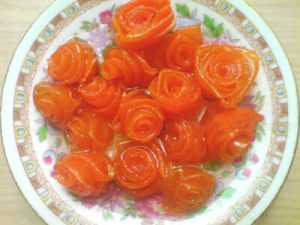 پخت مربا هویج به شکل گل, طرز تهیه مربا بالنگ به شکل گل رز