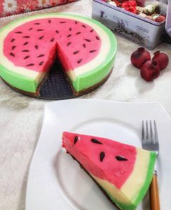 چیز کیک هندوانه ای, چیز کیک به شکل هندوانه