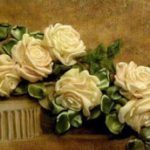 آموزش روبان دوزی,دوخت گل رز روبانی