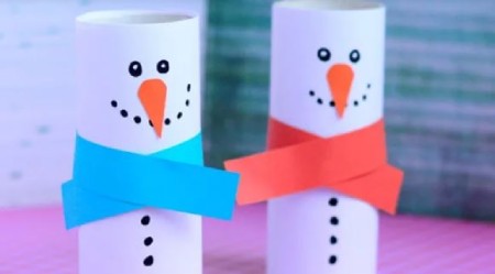 آموزش ساخت آدم برفی با رول دستمال کاغذی