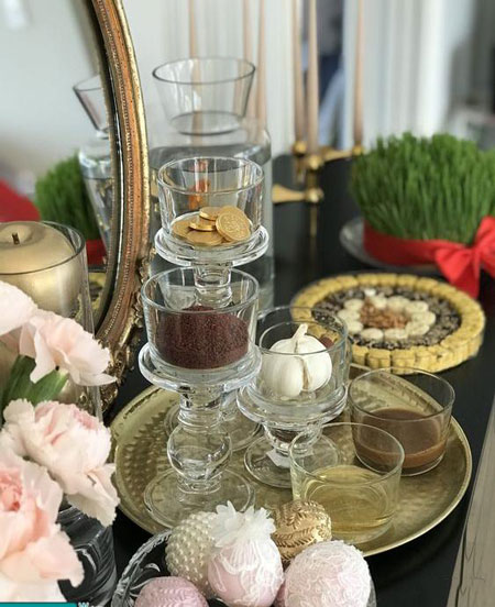 مدل سفره هفت سین شیشه ای سفره هفت سین مدل شیشه ای, مدل سفره هفت سین شیشه ای, عکس ایده سفره هفت سین شیشه ای
